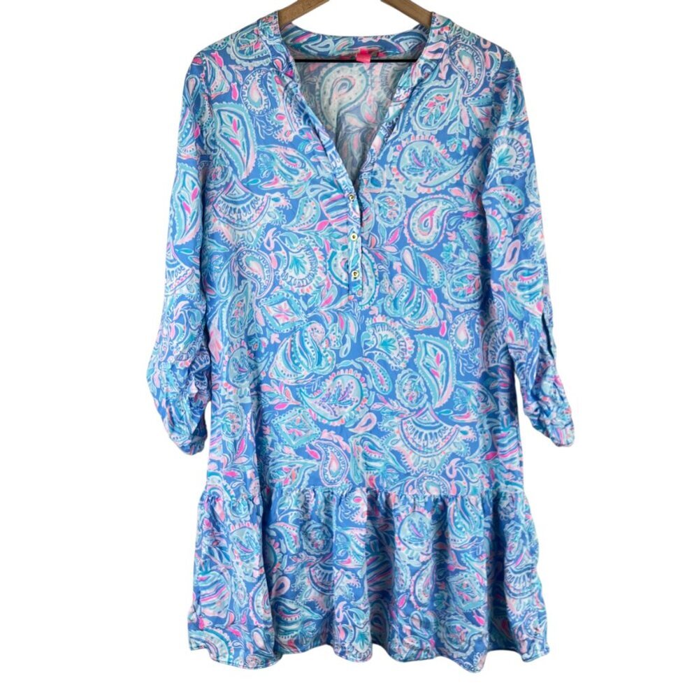Lilly Pulitzer Blue Paisley Printed Charlee Tunic Mini Dress